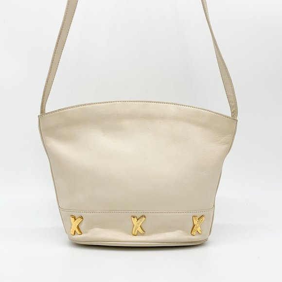 Paloma Picasso Handbags - VINTAGE Paloma Picasso Leather Gold 'X' Crossbody